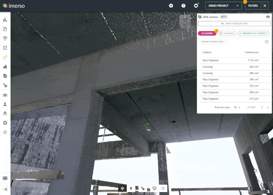 Imerso construction project management software finds clashes between future BIM Models and the current As built
