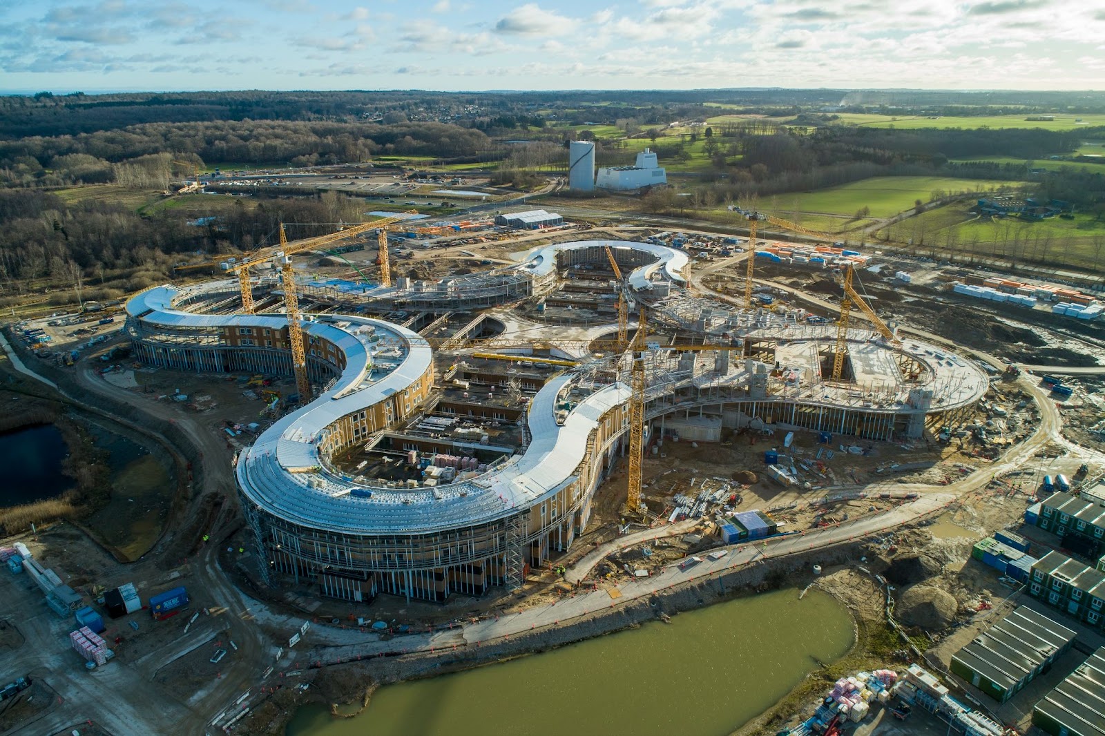 Picture of Nyt Hospital Nordsjælland hospital project and the construction site. Case study how a hospital construction project leverages new construction software like Imerso and achieves astonishing results.