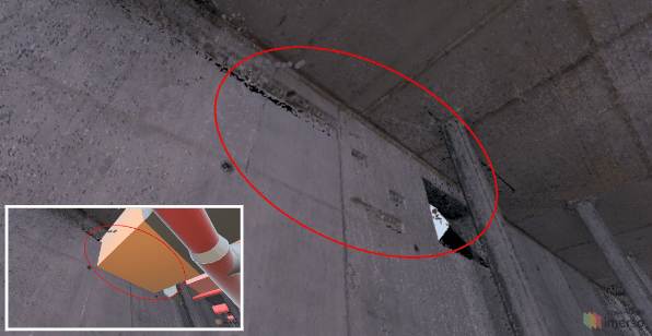 Construction site deviation detection: Edge of floor slab elevated out-of-tolerance.