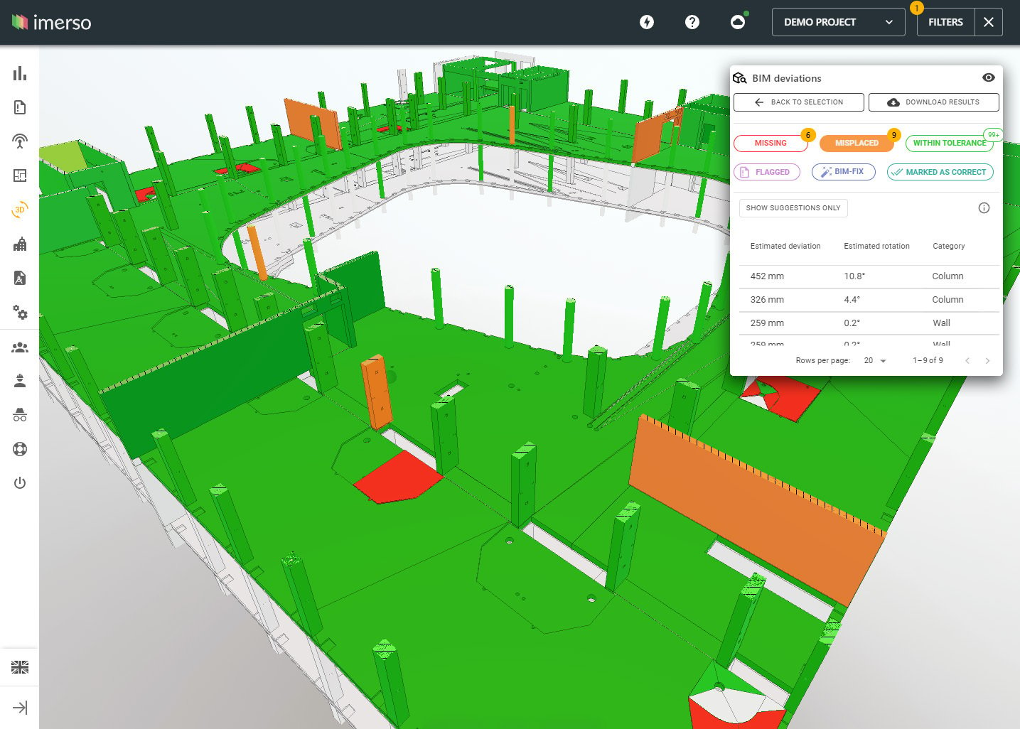 Demonstration of custom Field-vs-BIM inspection that tracks progress, work deviations, enables construction inspection on any objects, areas, trades