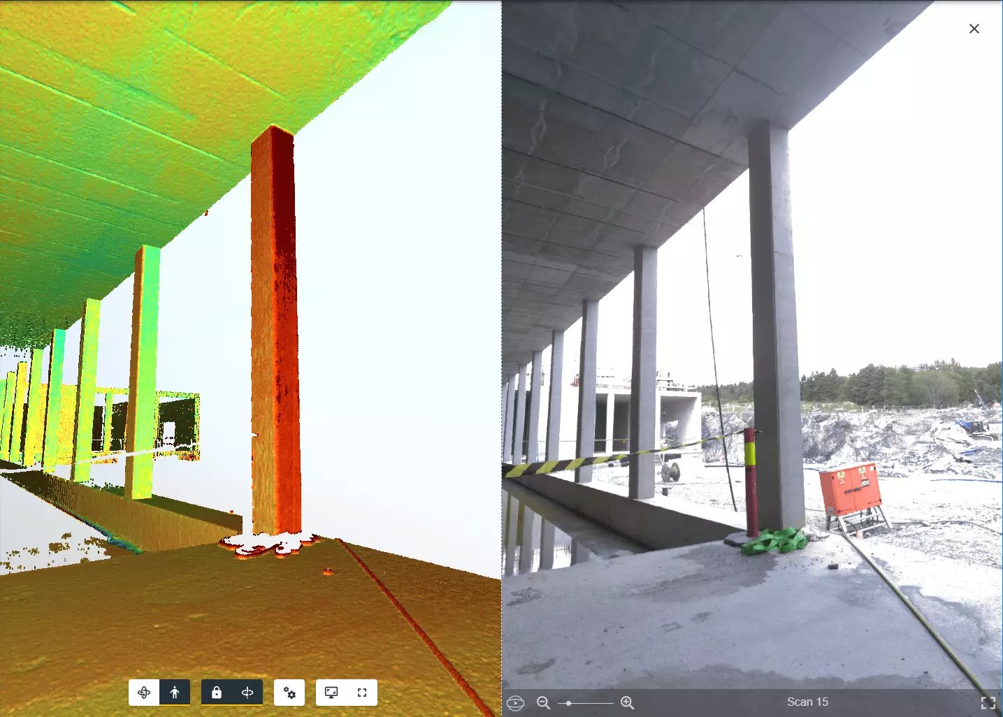 Side by Side 360° Panoramas by Imerso display high-resolution images side by side with your BIM and 3D Scan data. Detect construction issues easily.