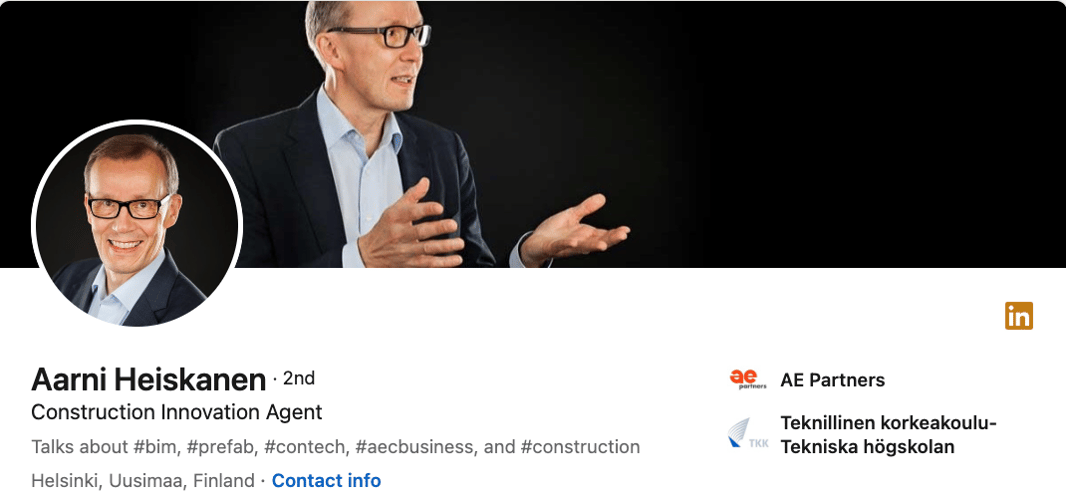 Aarni Heiskanen - construction technology leader, who talks about bim, prefabrication, contech, aec business, and construction.