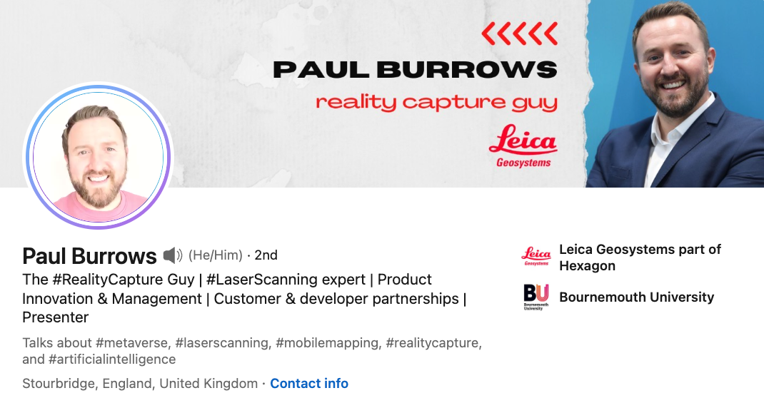 Paul Burrows - construction technology leader, who talks about 3d scanning, reality capture, laser scanning and construction.