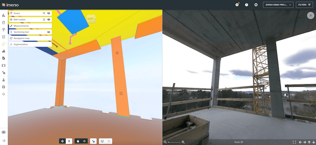 Imerso - 360 Grad Ansicht synchronisiert mit dem BIM Modell